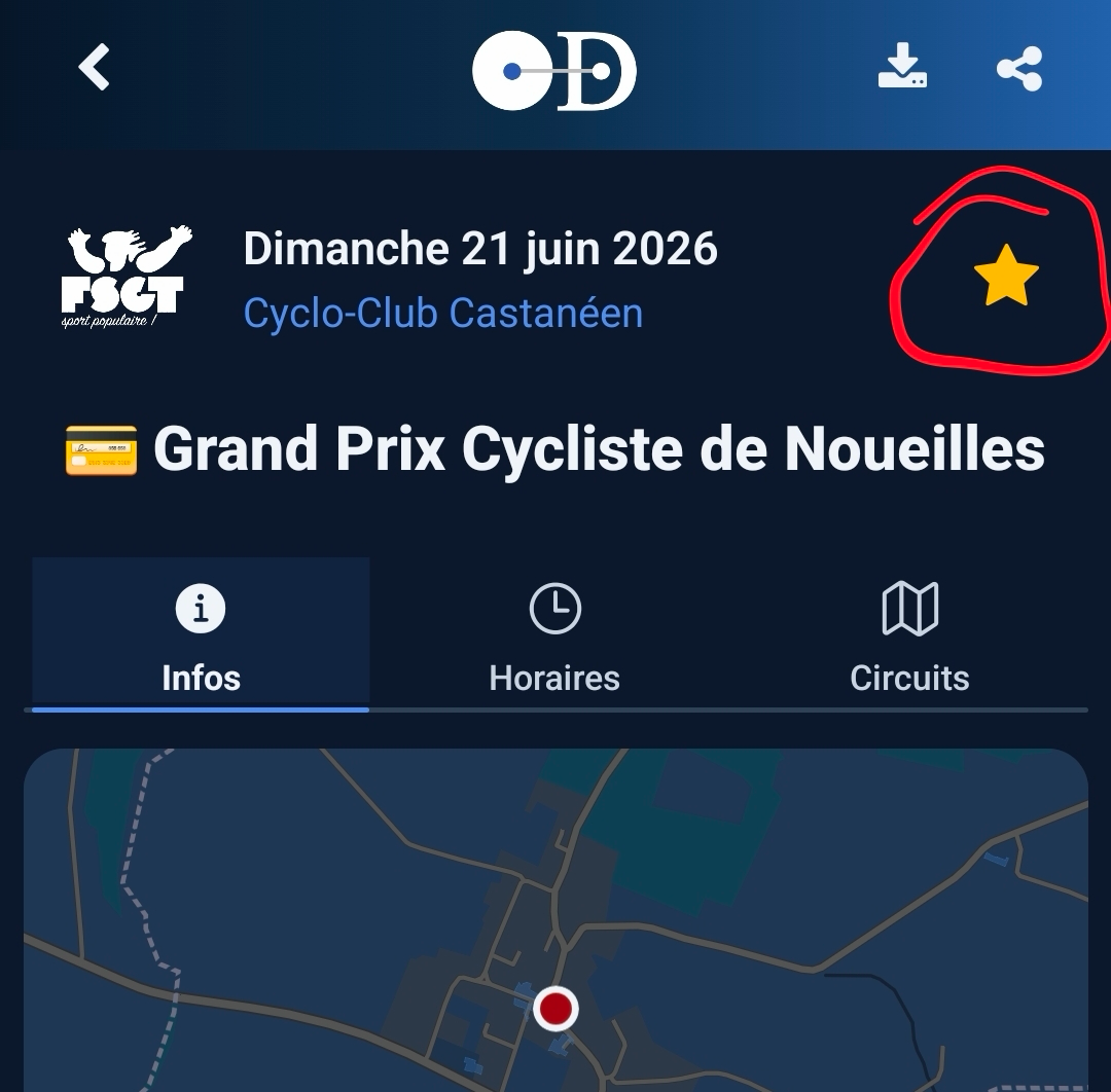 Fiche épreuve avec l'étoile de suivi en haut à droite mise en évidence
